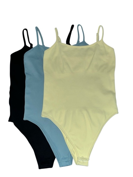 OQQ Tops - OQQ Women's Sleeveless Ribbed Bodysuits- 3 Pk